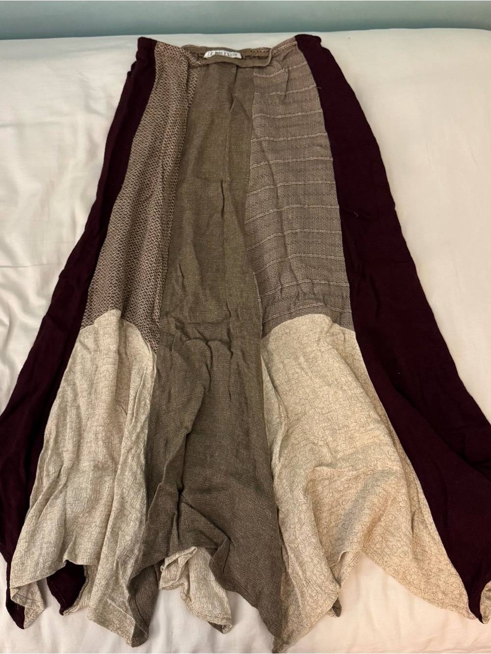 Only Boho Patchwork Maxi Skirt - Maroon, Brown, Cream